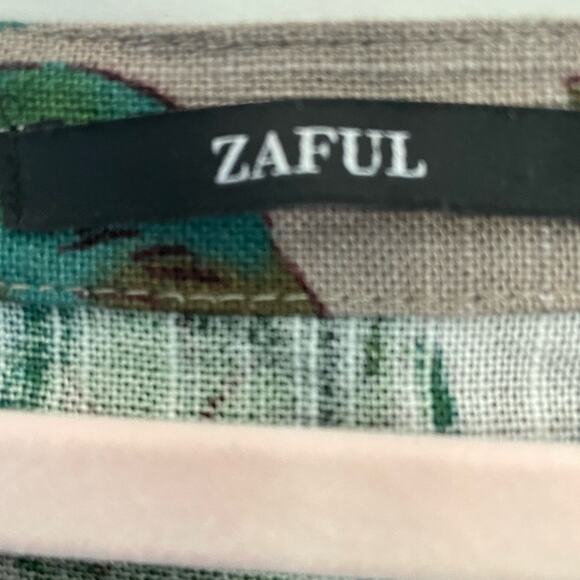 Zaful Gray Floral Linen Tunic Top with Pockets S/M - Picture 5 of 7